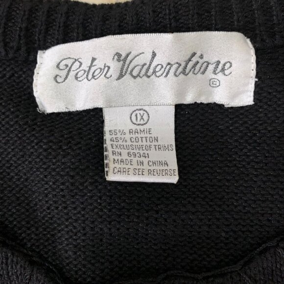 Peter Valentine Black Embellished Jungle Safari Animal S/S Cardigan Womens 1X - Picture 2 of 7